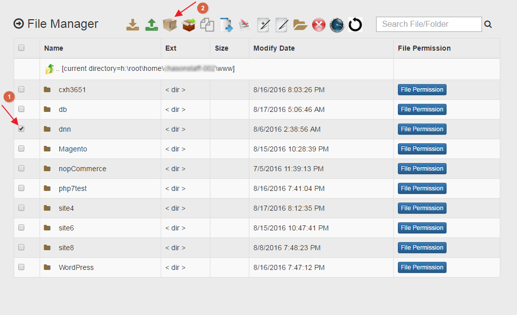 How can I compress files and folders in control panel?